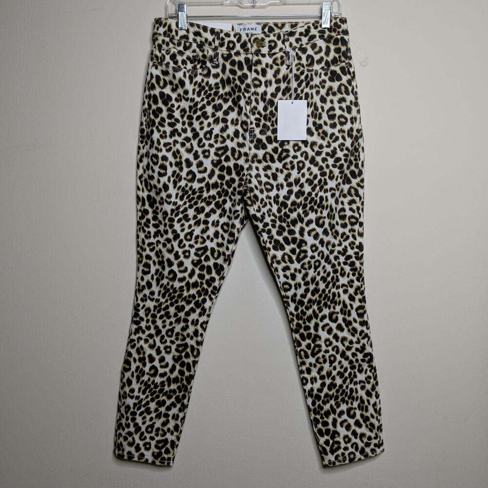Frame Ali Leopard High Rise Cigarette Jeans Skinny Crop Animal Print 31 New